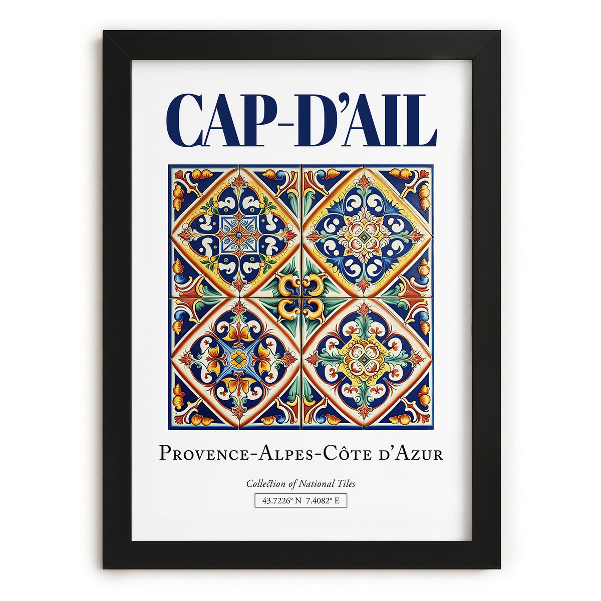 Cap-d'Ail, France – Cultural Heritage Wall Art, in sleek black frame