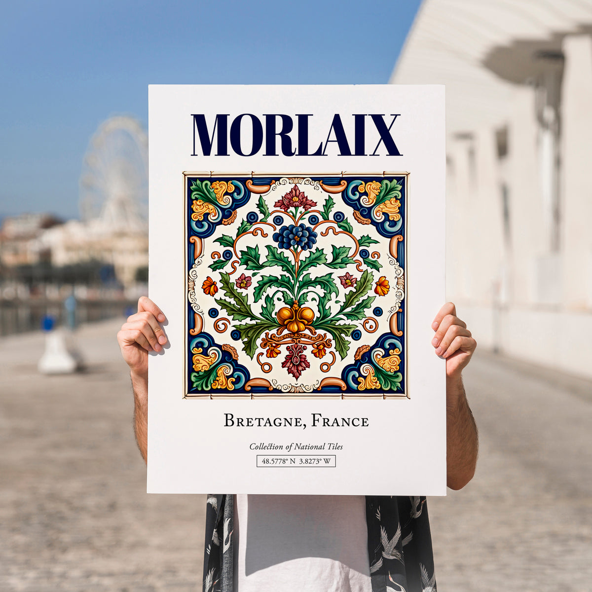 Morlaix, France – Travel Wall Art, no-text version framed in wood