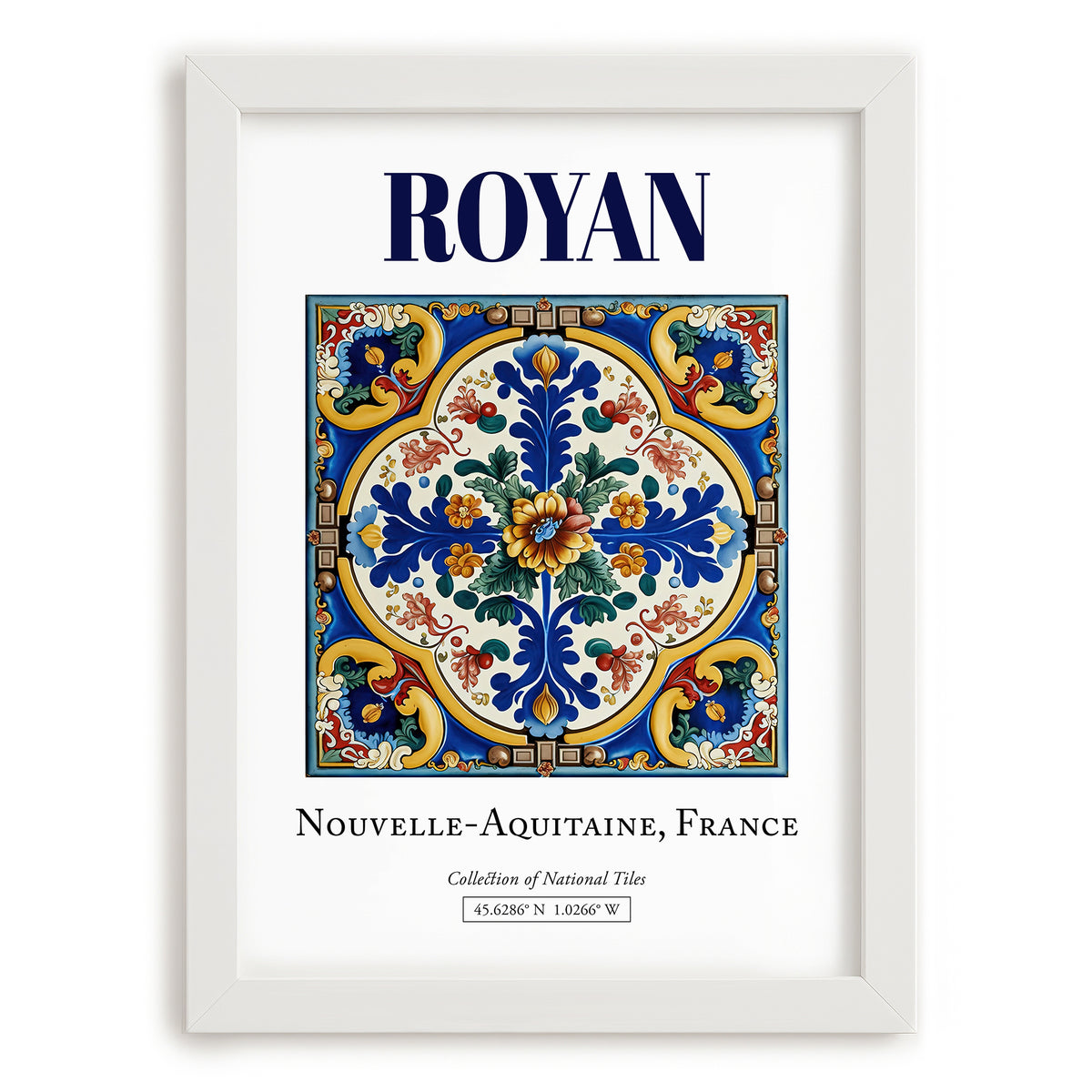 Royan, France – Travel Poster, placed in minimal white frame