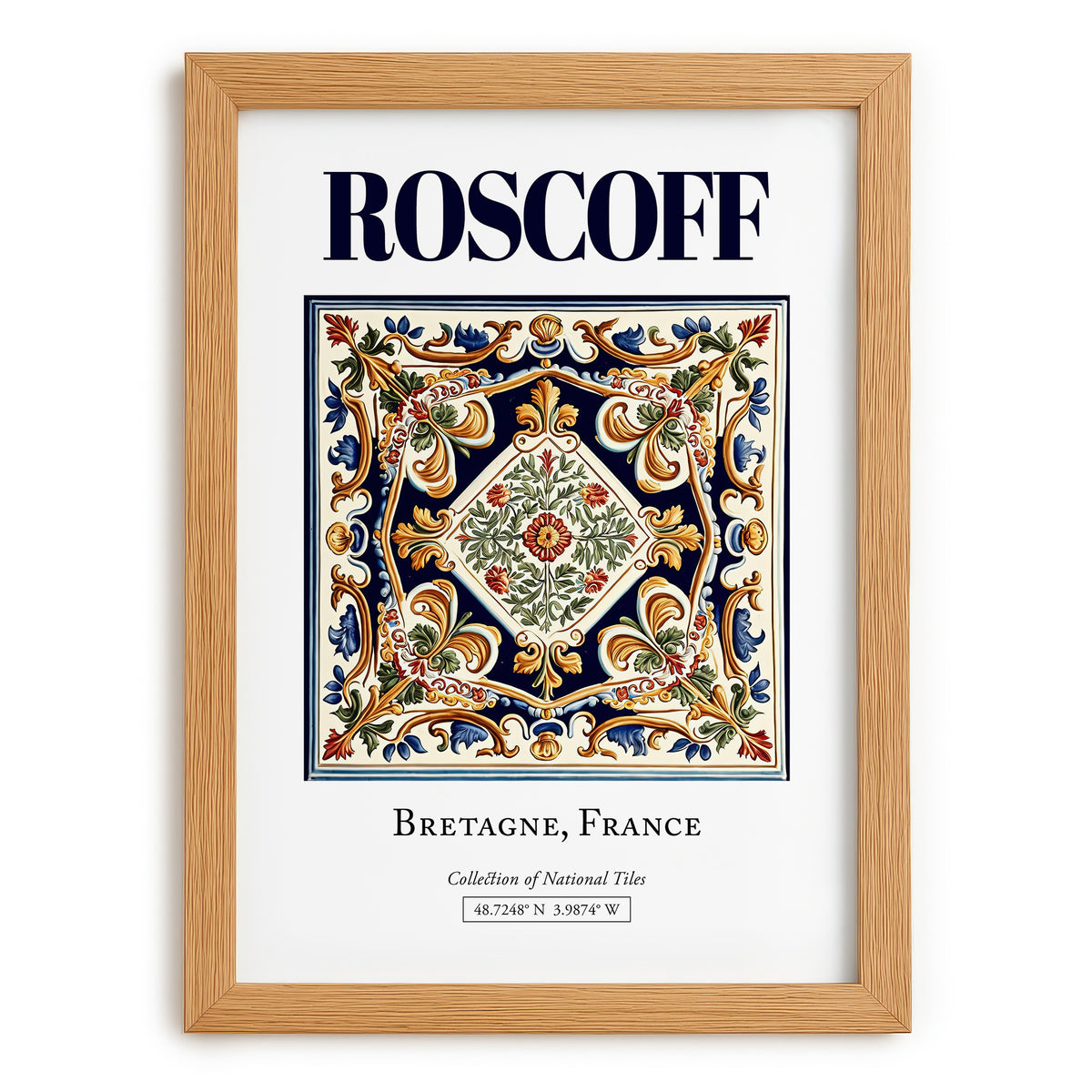Roscoff, France – Travel Print, set in oak frame