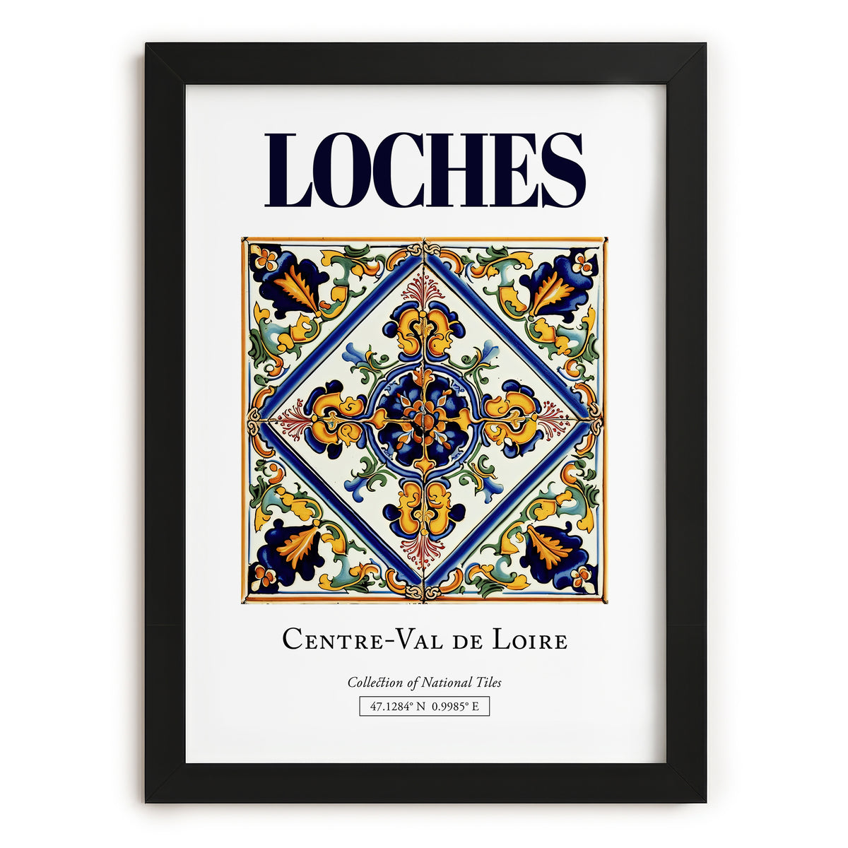 Loches, France – Travel Poster, in sleek black frame