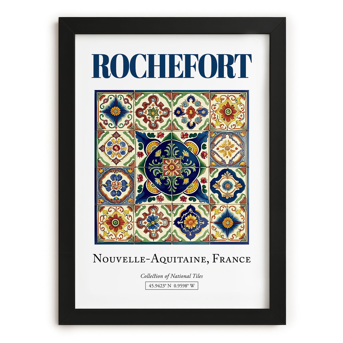 Rochefort, France – Global Cities Wall Print, in sleek black frame