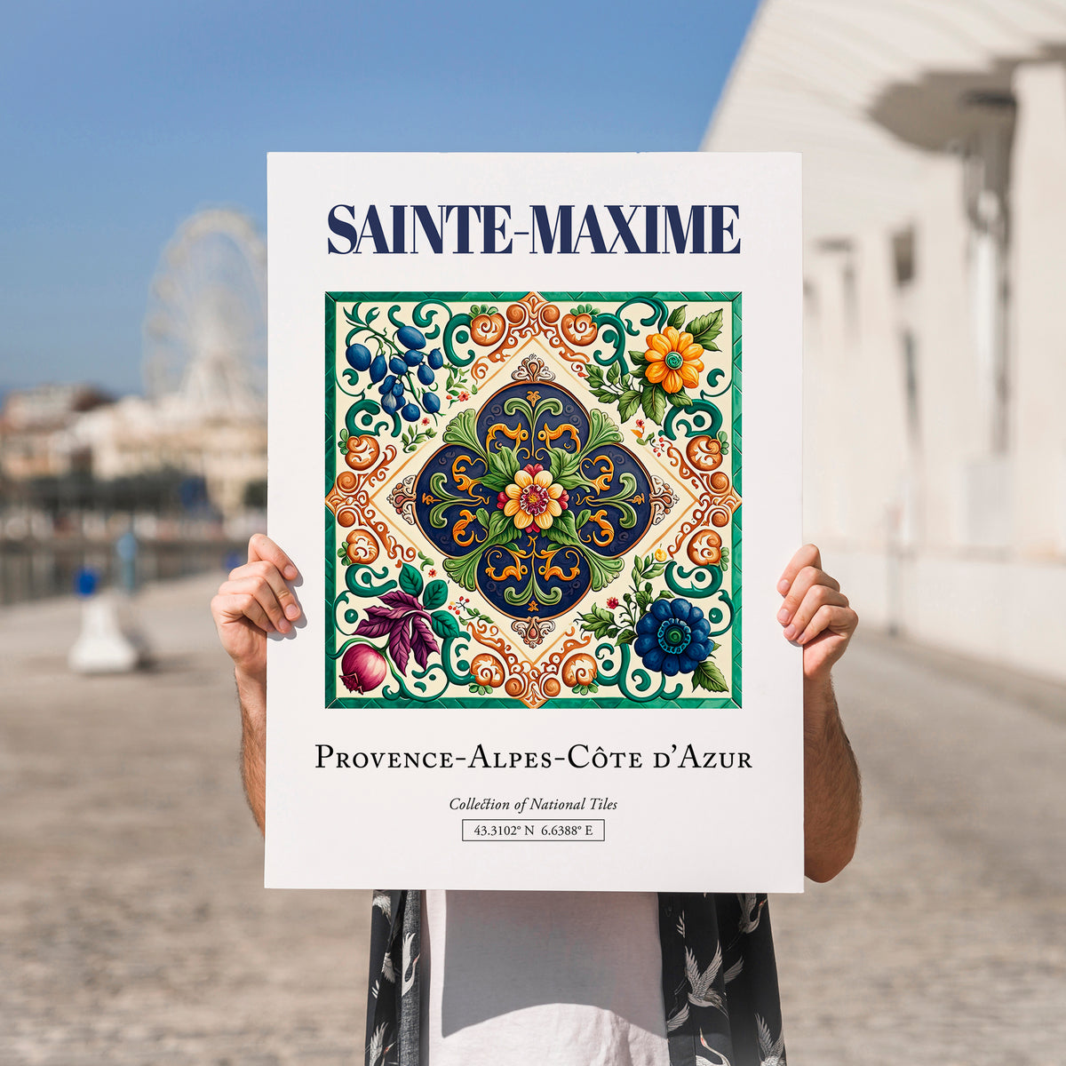 Sainte-Maxime, France – Country Culture Poster, no-text version framed in wood