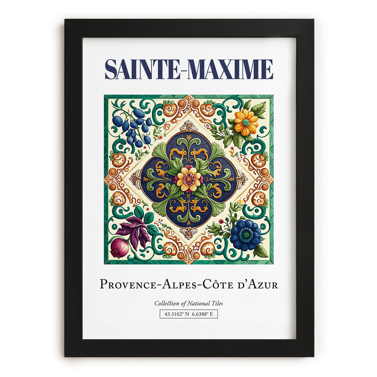 Sainte-Maxime, France – Country Culture Poster, in sleek black frame
