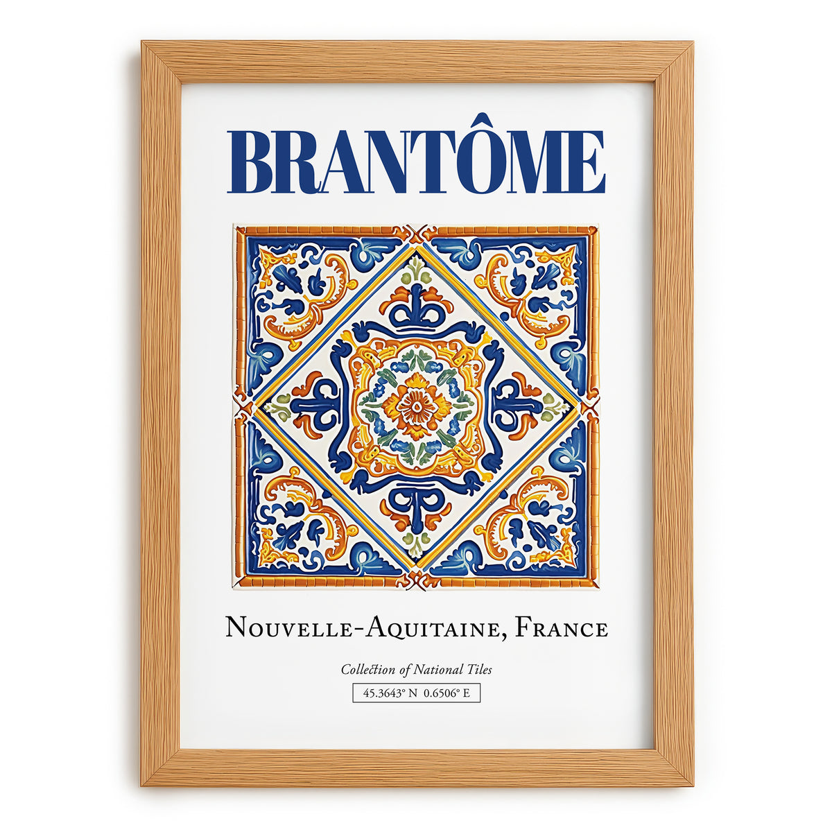 Brantôme, France – Travel Poster, set in oak frame