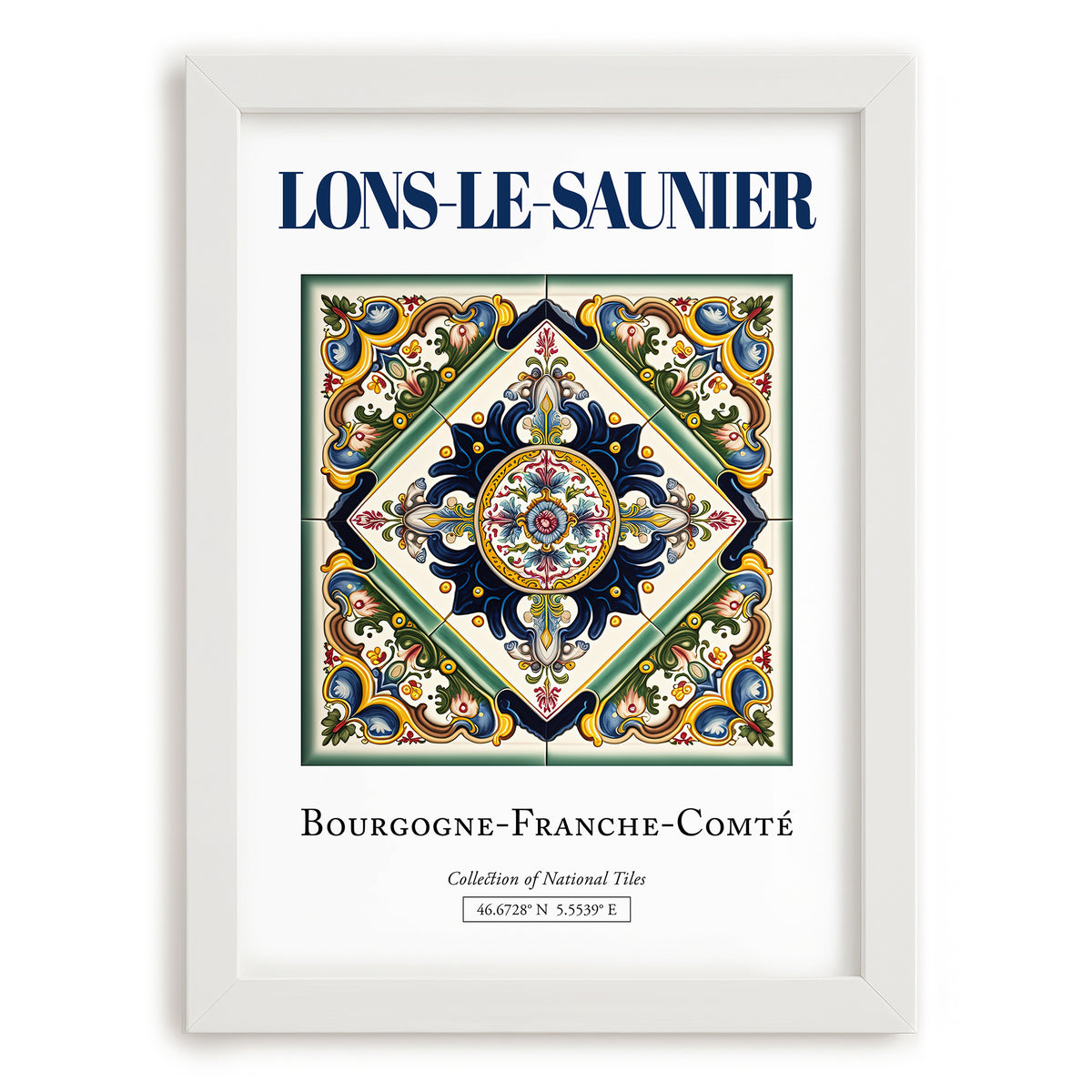 Lons-le-Saunier, France – Wanderlust-Inspired Poster, placed in minimal white frame