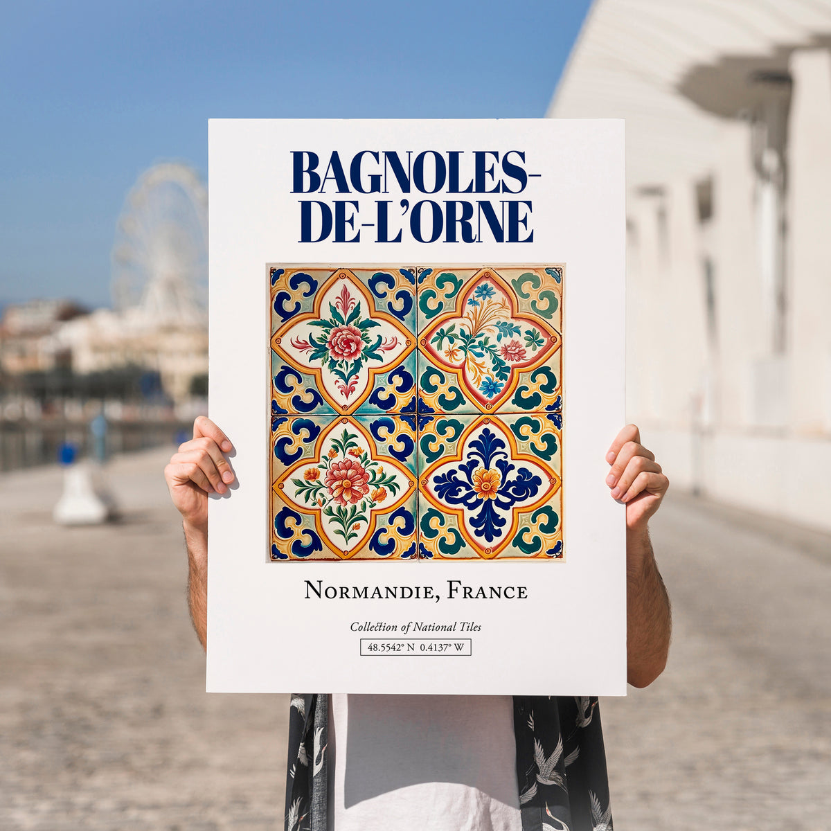 Bagnoles-de-l'Orne, France – Minimalist Travel Print, no-text version framed in wood