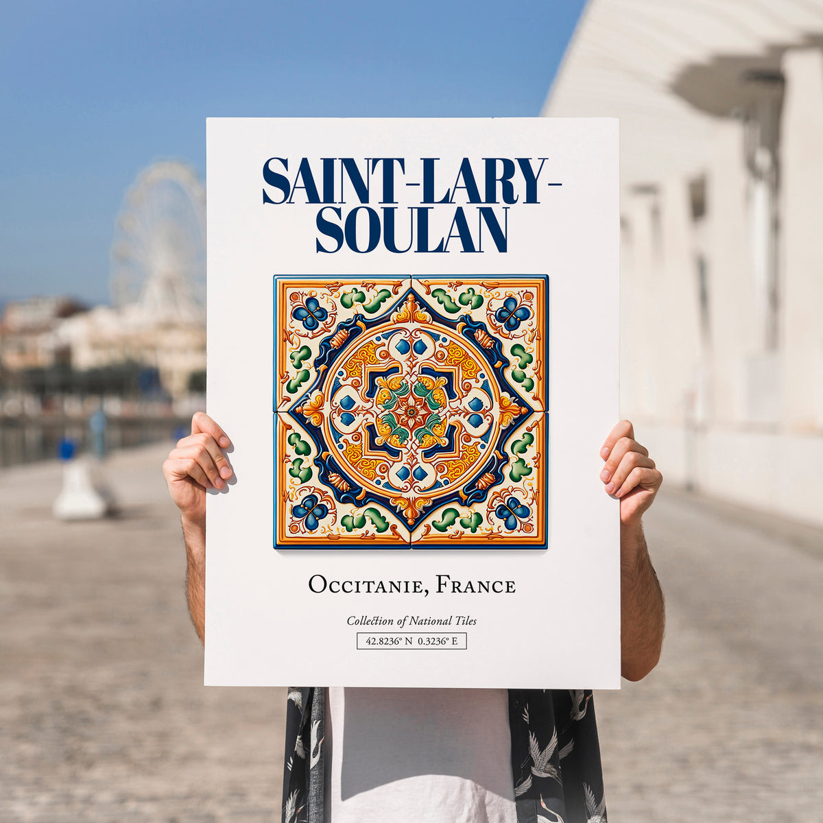 Saint-Lary-Soulan, France – Travel Poster, no-text version framed in wood