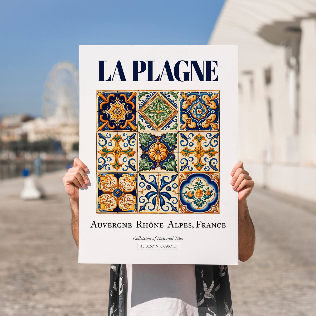 La Plagne, France – National Pride Wall Decor, no-text version framed in wood