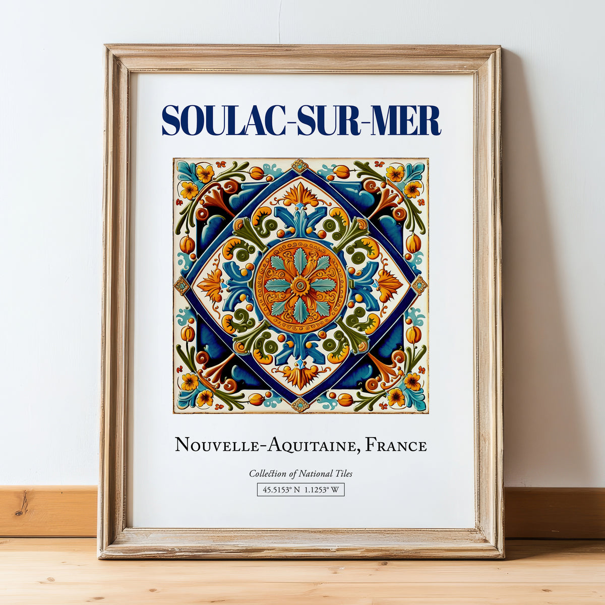 Soulac-sur-Mer, France – Travel Wall Decor, in wooden frame leaning on the floor