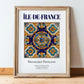 Île-de-France, France – World Heritage Travel Poster, in wooden frame leaning on the floor