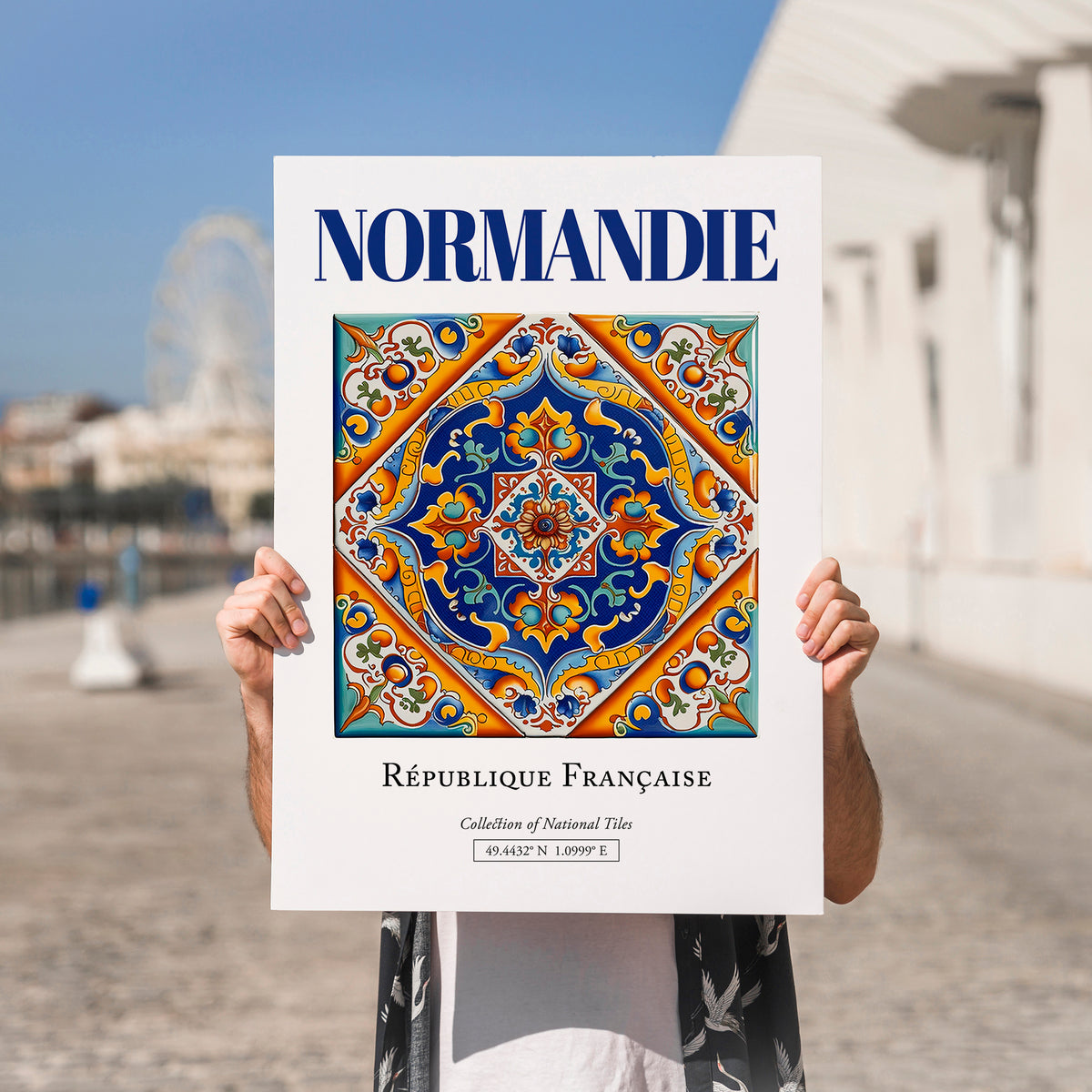 Normandie, France – Travel Print, no-text version framed in wood