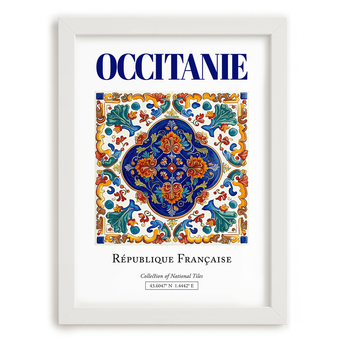 Occitanie, France – Architectural Travel Art, placed in minimal white frame