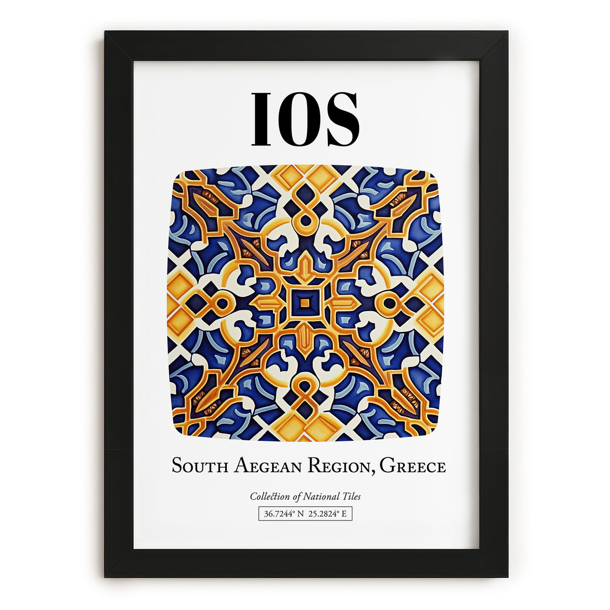Ios, Greece – Travel Poster, in sleek black frame