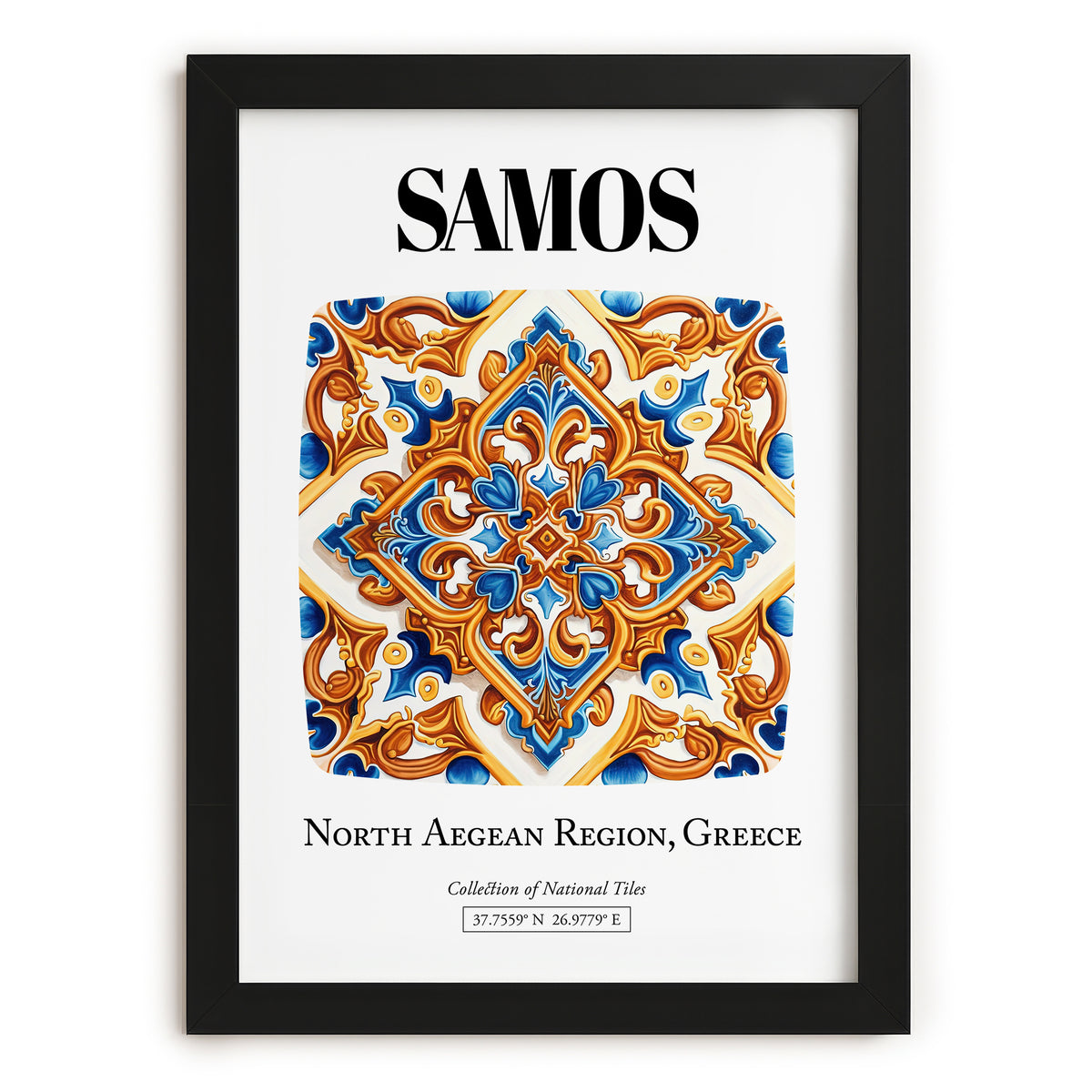 Samos, Greece – Country Culture Poster, in sleek black frame