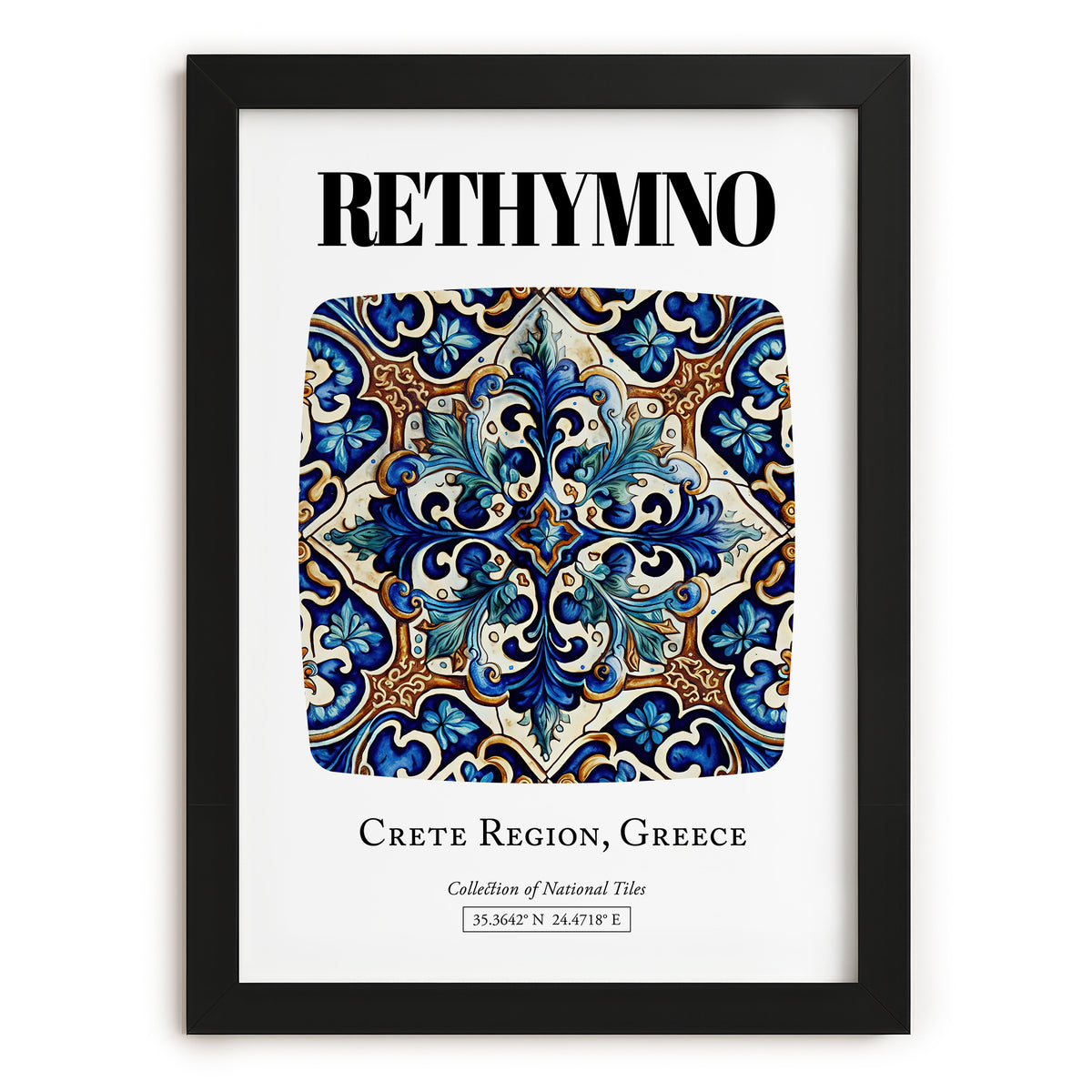 Rethymno, Greece – Travel Poster, in sleek black frame