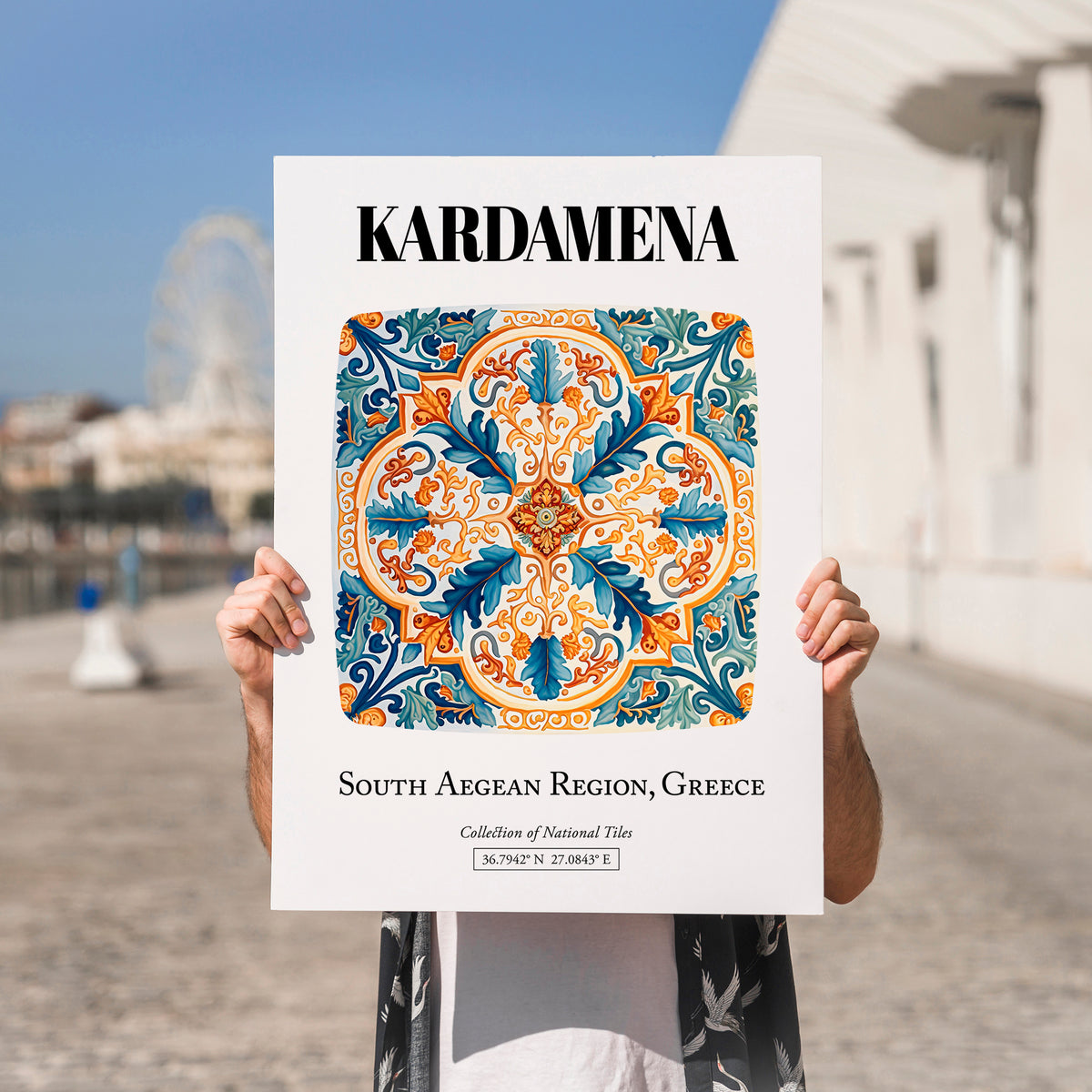 Kardamena, Greece – Global Cities Wall Print, no-text version framed in wood