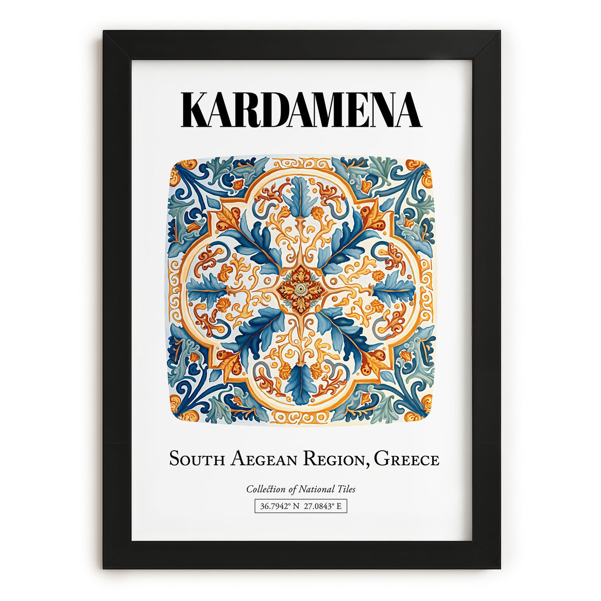 Kardamena, Greece – Global Cities Wall Print, in sleek black frame