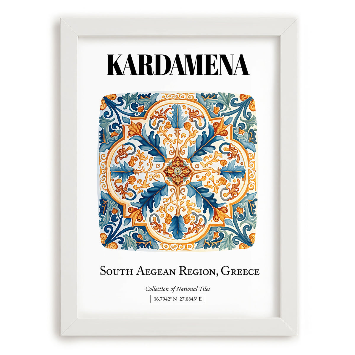 Kardamena, Greece – Global Cities Wall Print, placed in minimal white frame