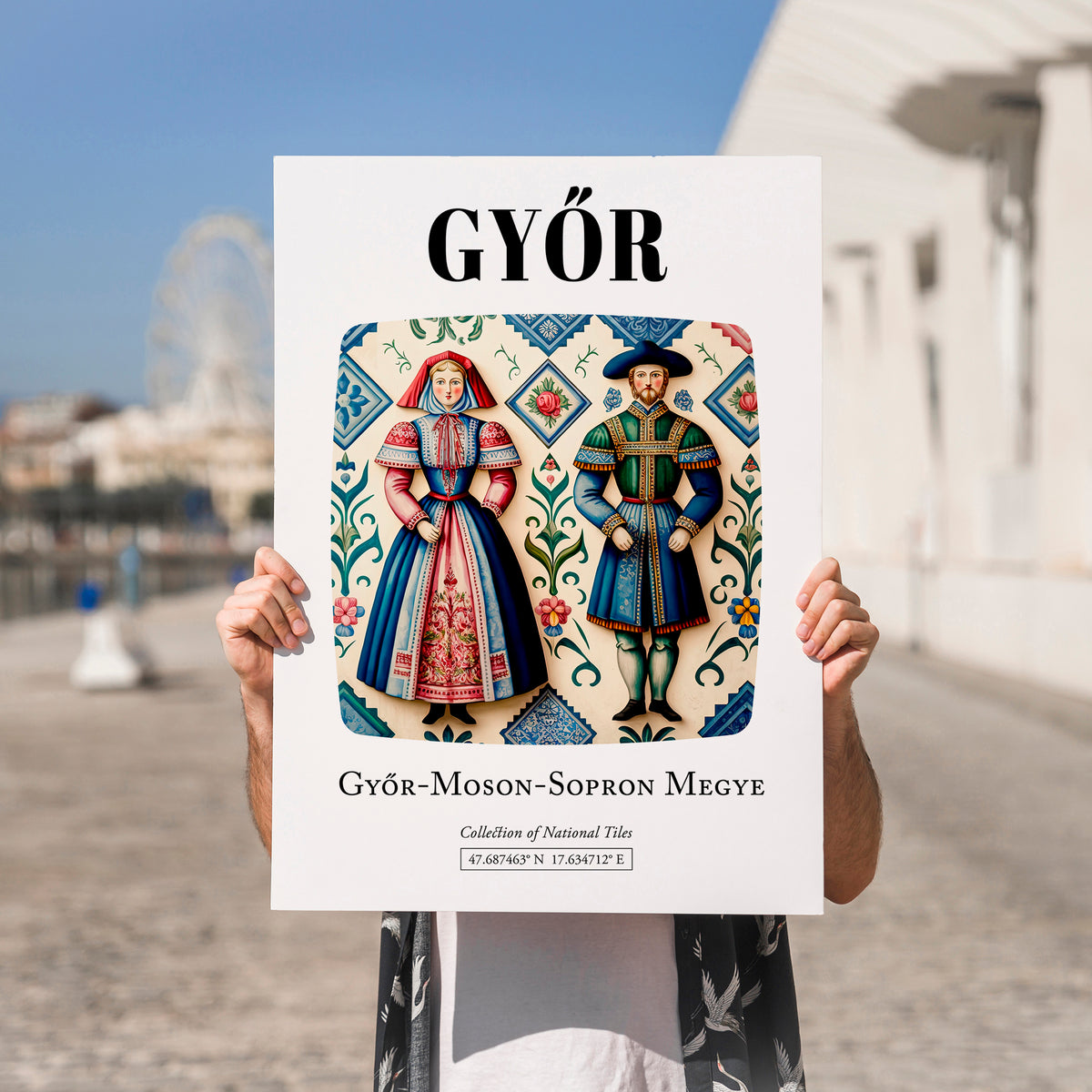 Győr, Hungary – Travel Poster, no-text version framed in wood
