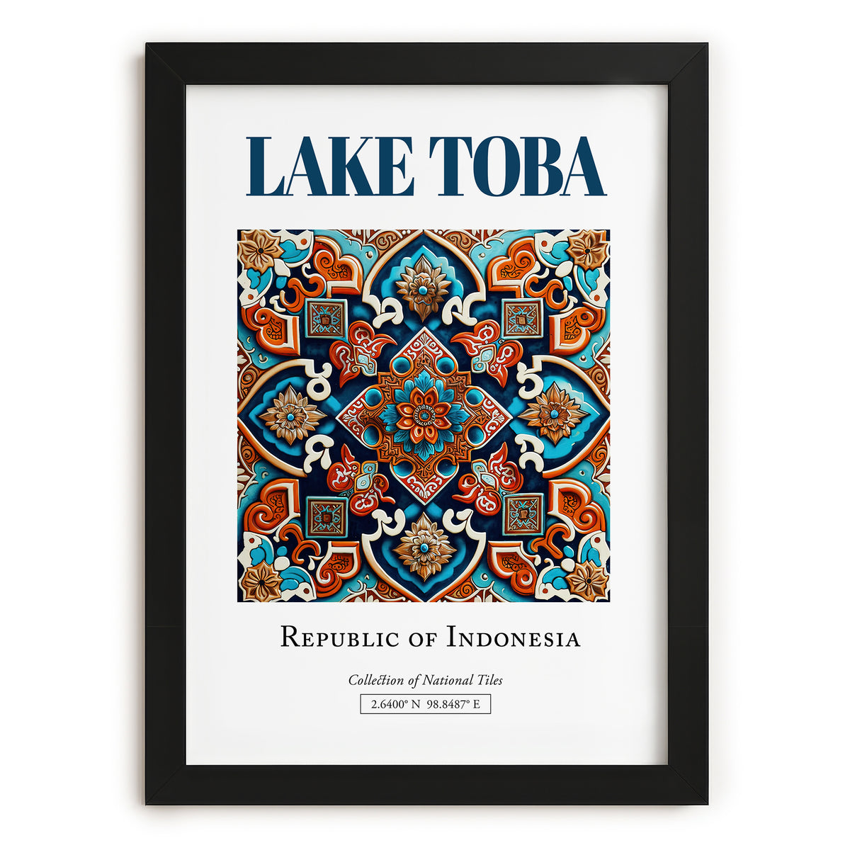 Lake Toba, Indonesia – Travel Poster, in sleek black frame