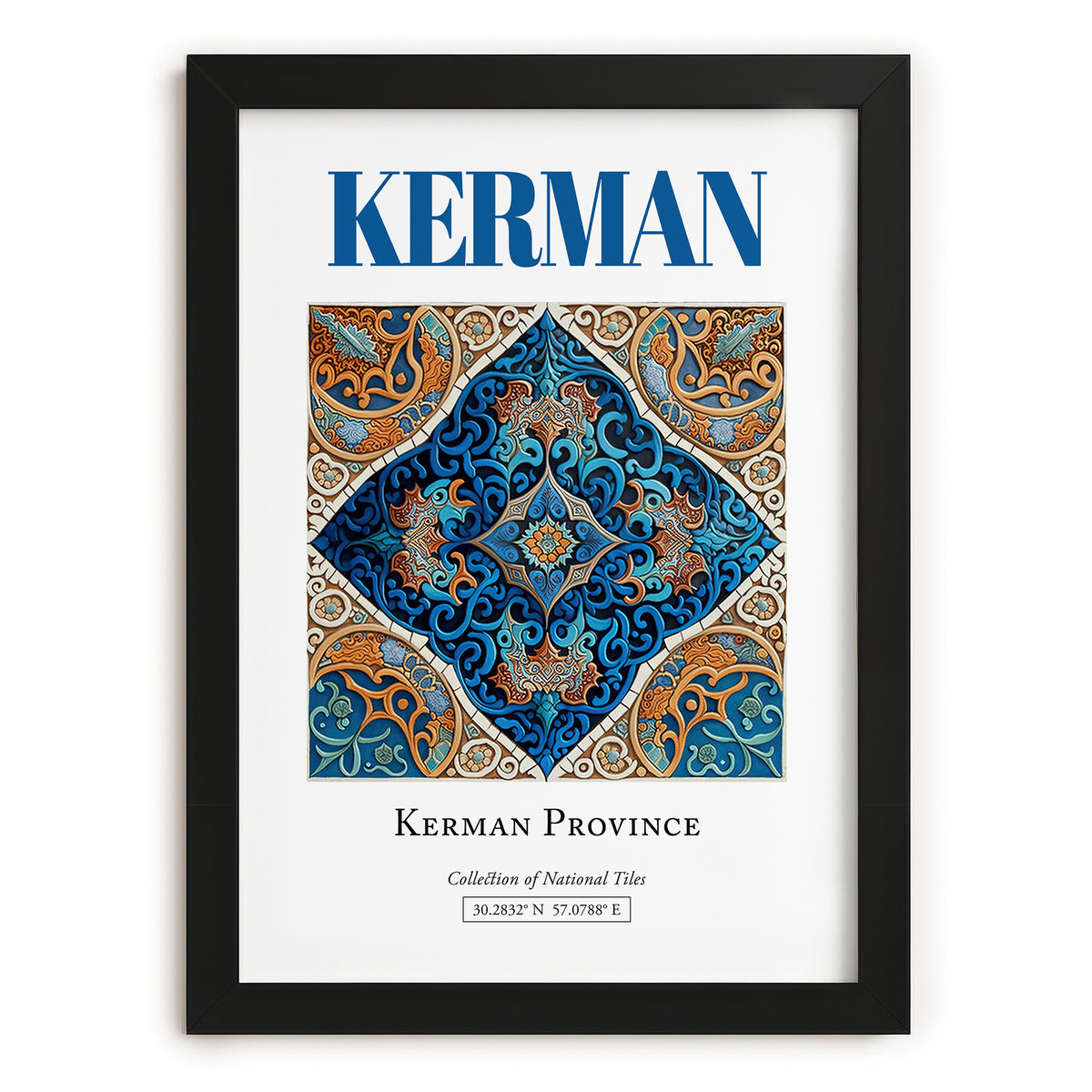 Kerman, Iran – National Pride Wall Decor, in sleek black frame