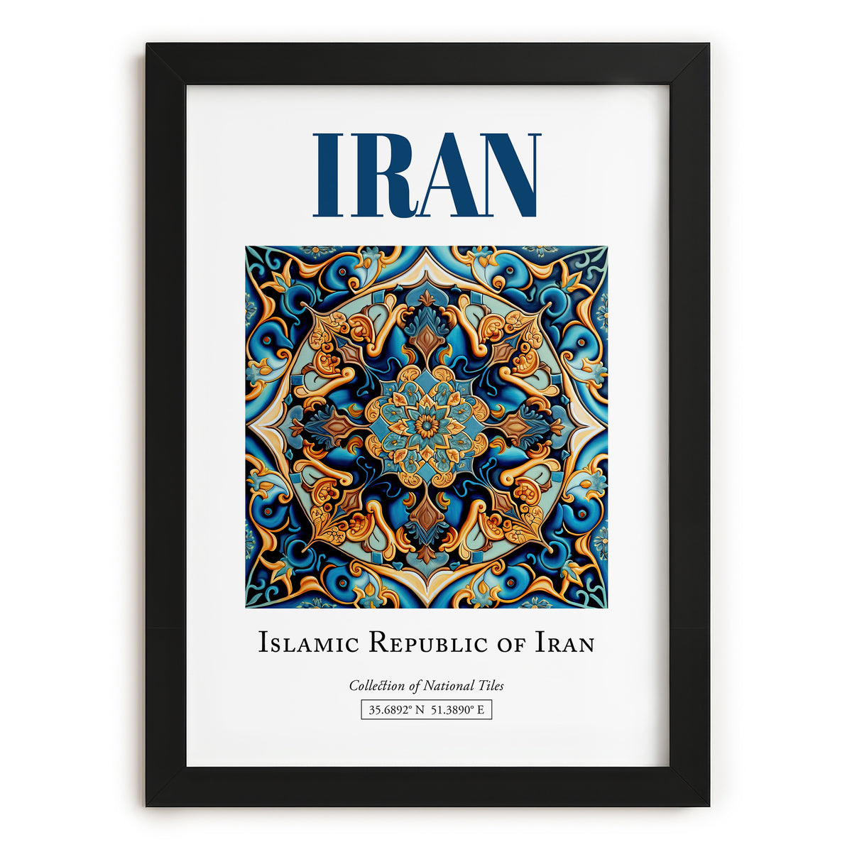 Iran, Iran – World Heritage Travel Poster, in sleek black frame