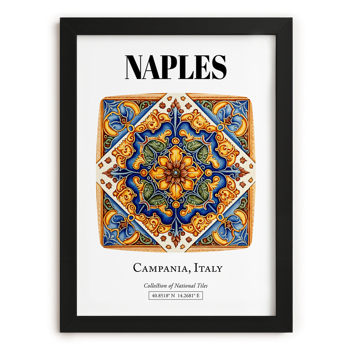Naples, Italy – Travel Print, in sleek black frame