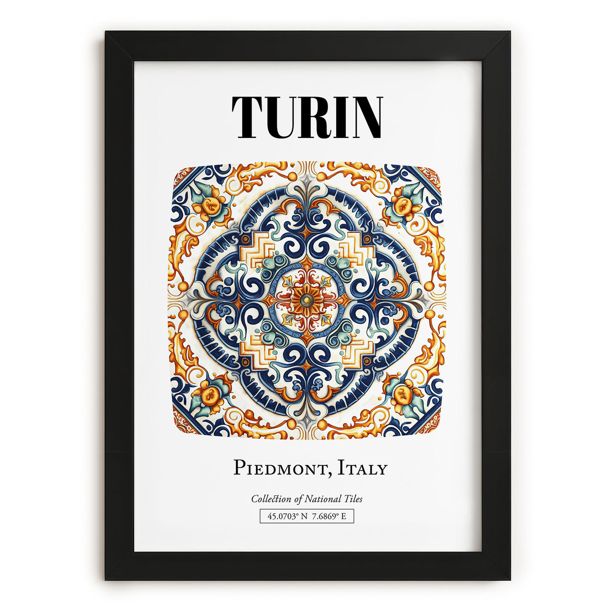 Turin, Italy – Travel Wall Decor, in sleek black frame