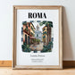 Roma, Italy – Travel Poster, in wooden frame leaning on the floor
