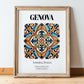 Genova, Italy – Travel Print, in wooden frame leaning on the floor