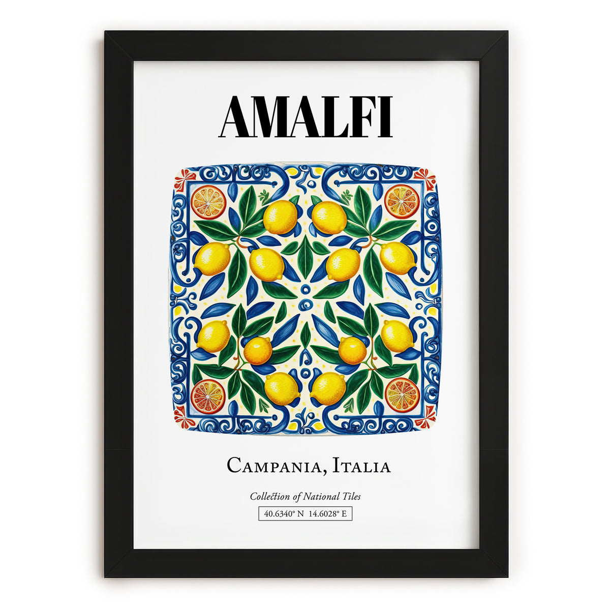 Amalfi, Italy – Travel Poster, in sleek black frame