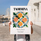 Taormina, Italy – Illustrated Travel Poster, no-text version framed in wood