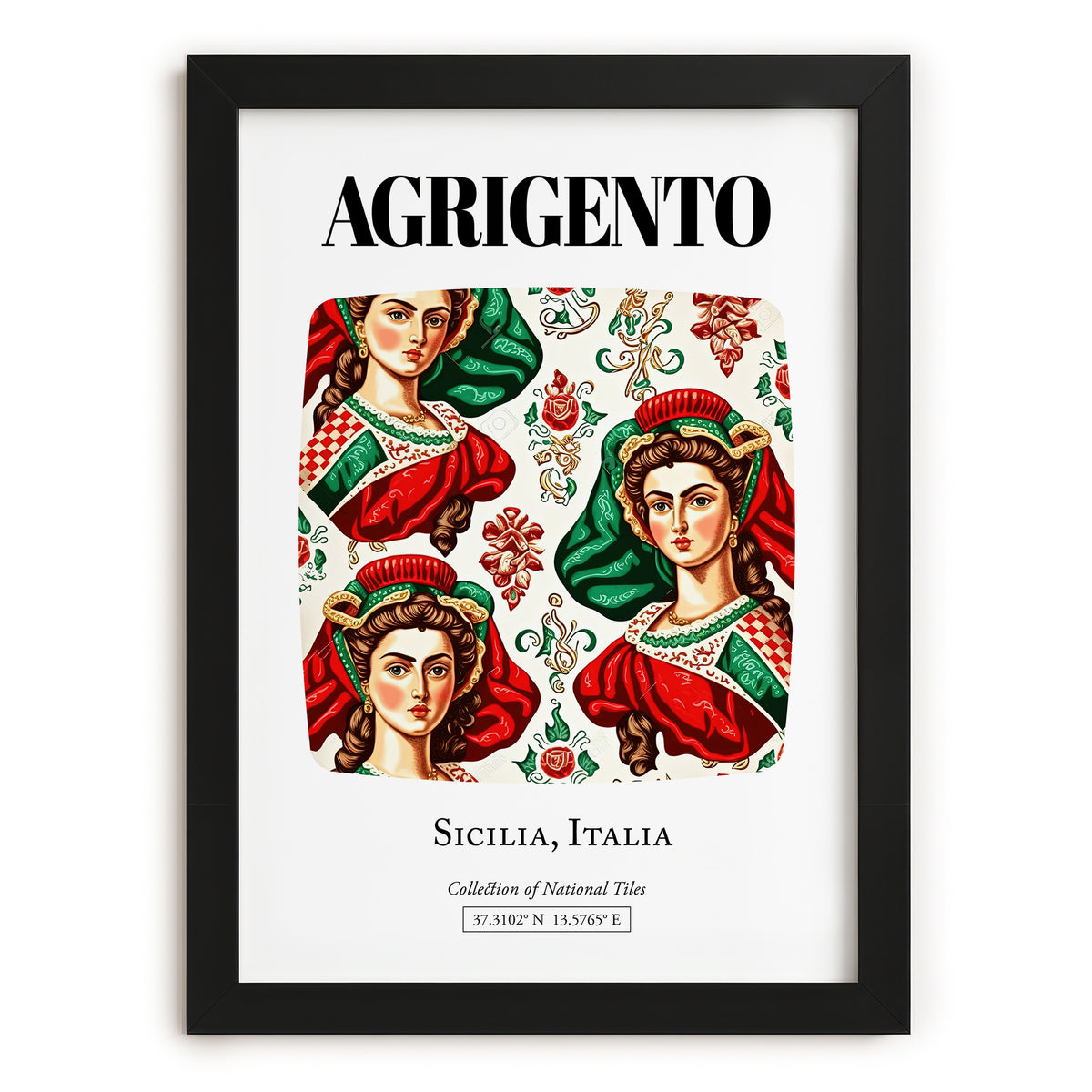 Agrigento, Italy – Minimalist Travel Print, in sleek black frame