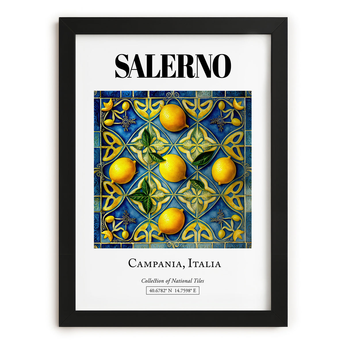 Salerno, Italy – Travel Print, in sleek black frame