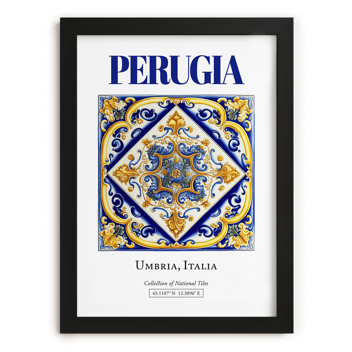 Perugia, Italy – Travel Print, in sleek black frame