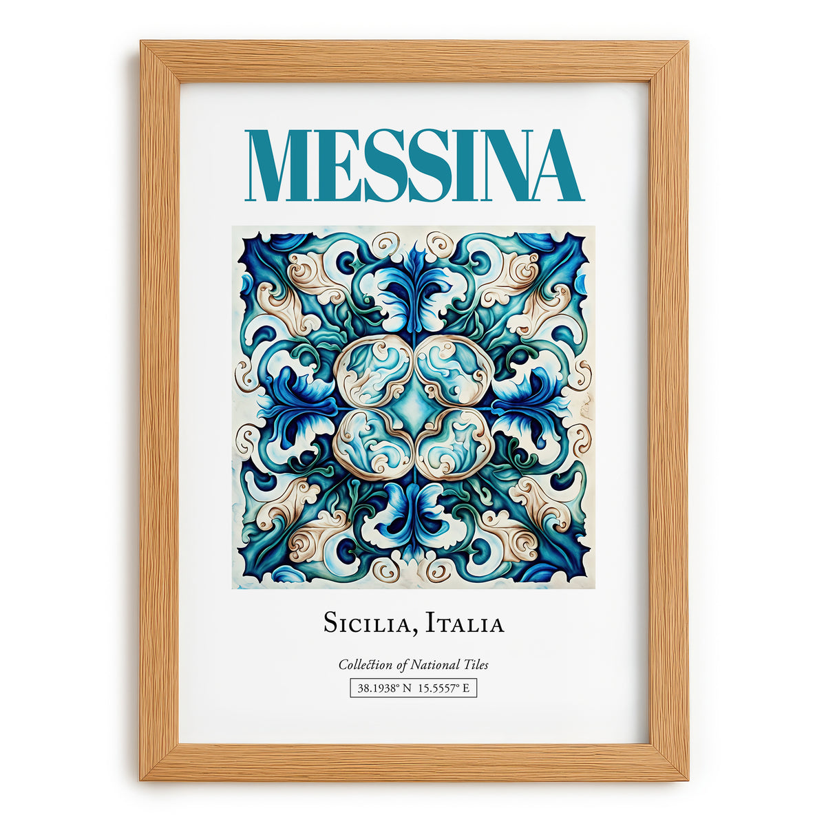 Messina, Italy – Architectural Travel Art, set in oak frame