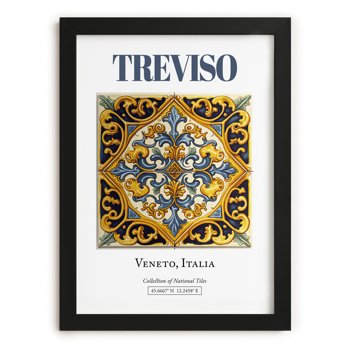 Treviso, Italy – Travel Destination Art, in sleek black frame