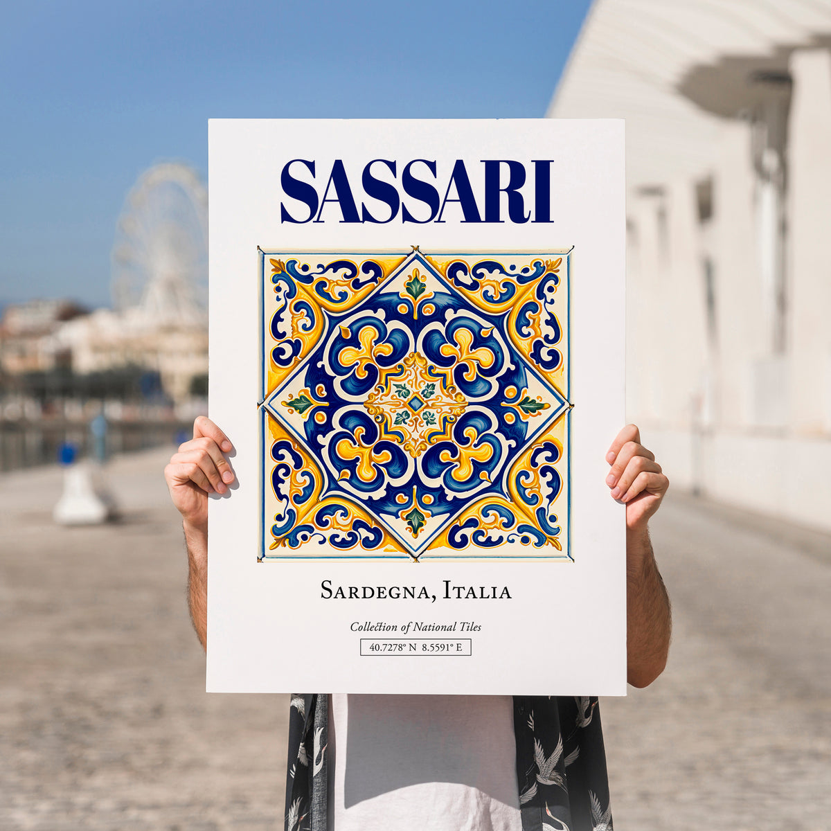 Sassari, Italy – Travel Wall Art, no-text version framed in wood