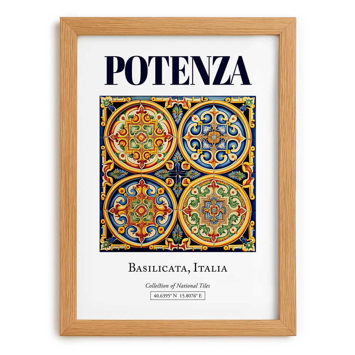 Potenza, Italy – Travel Poster, set in oak frame