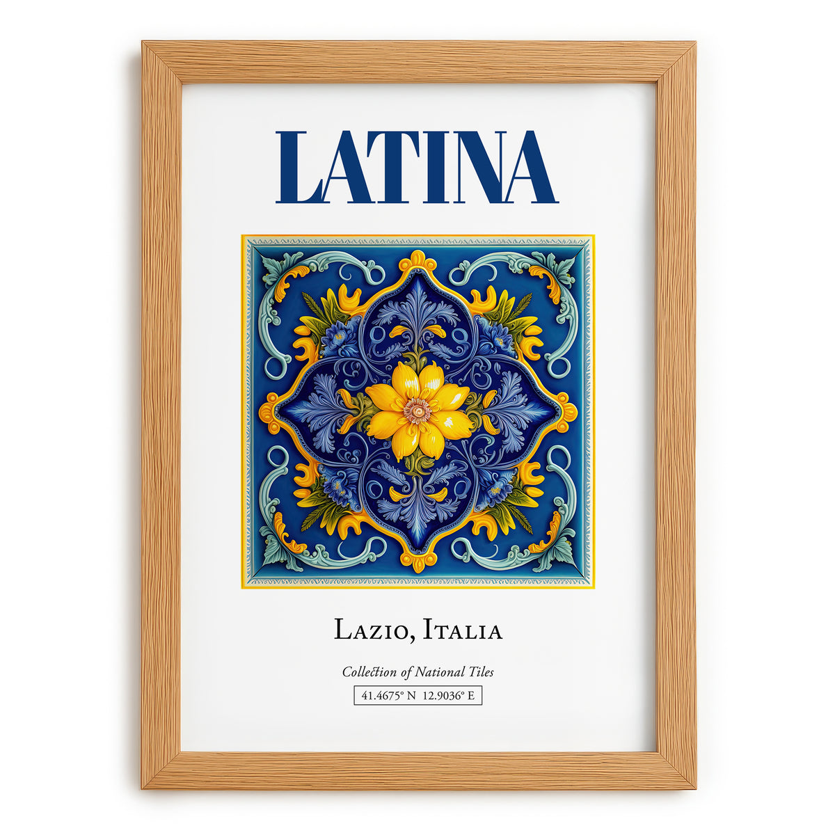 Latina, Italy – Global Cities Wall Print, set in oak frame