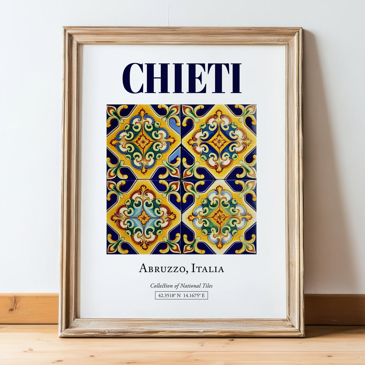 Chieti, Italy – Wanderlust-Inspired Poster, in wooden frame leaning on the floor