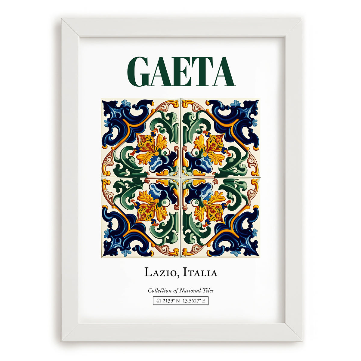 Gaeta, Italy – Vintage Travel Poster, placed in minimal white frame
