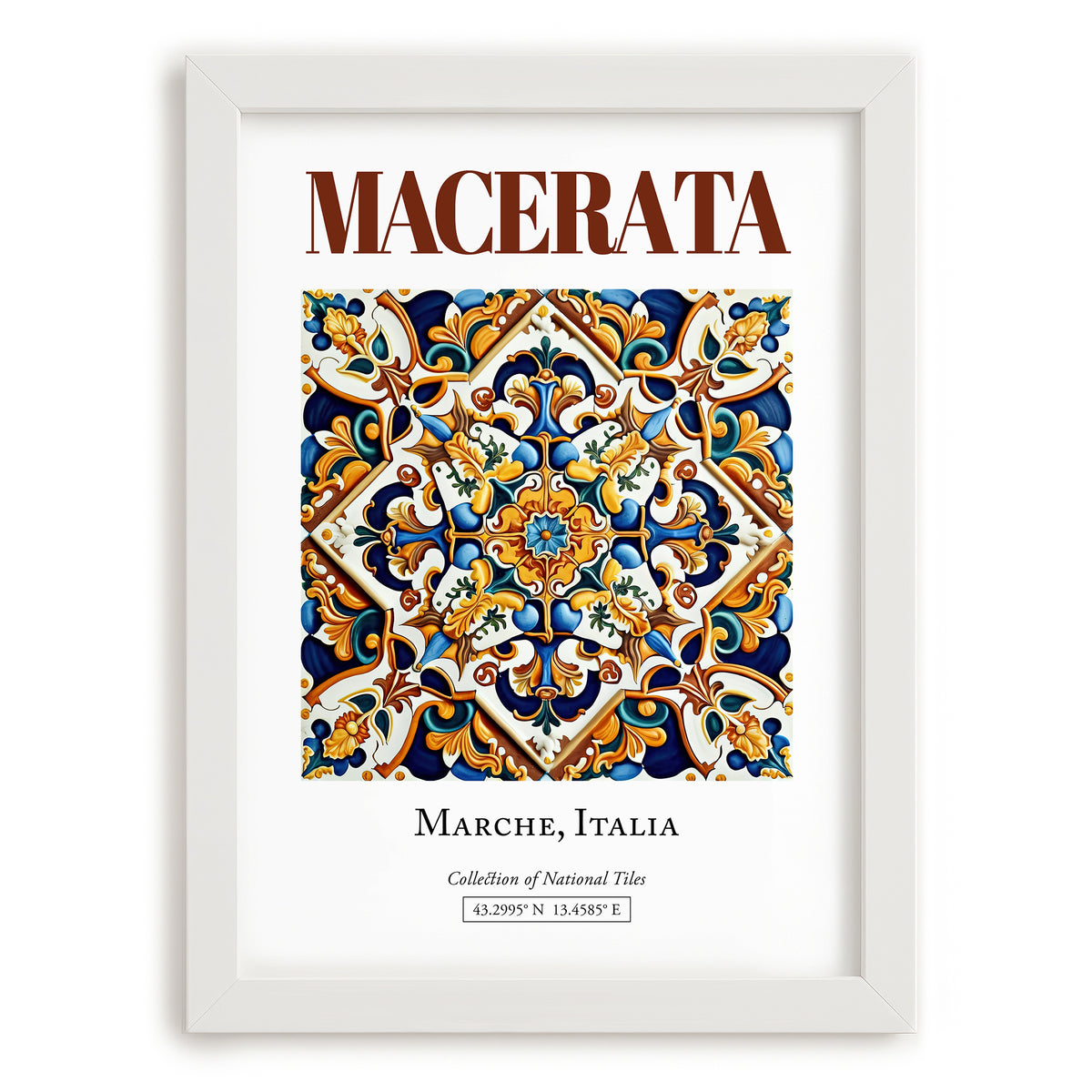 Macerata, Italy – Travel Destination Art, placed in minimal white frame