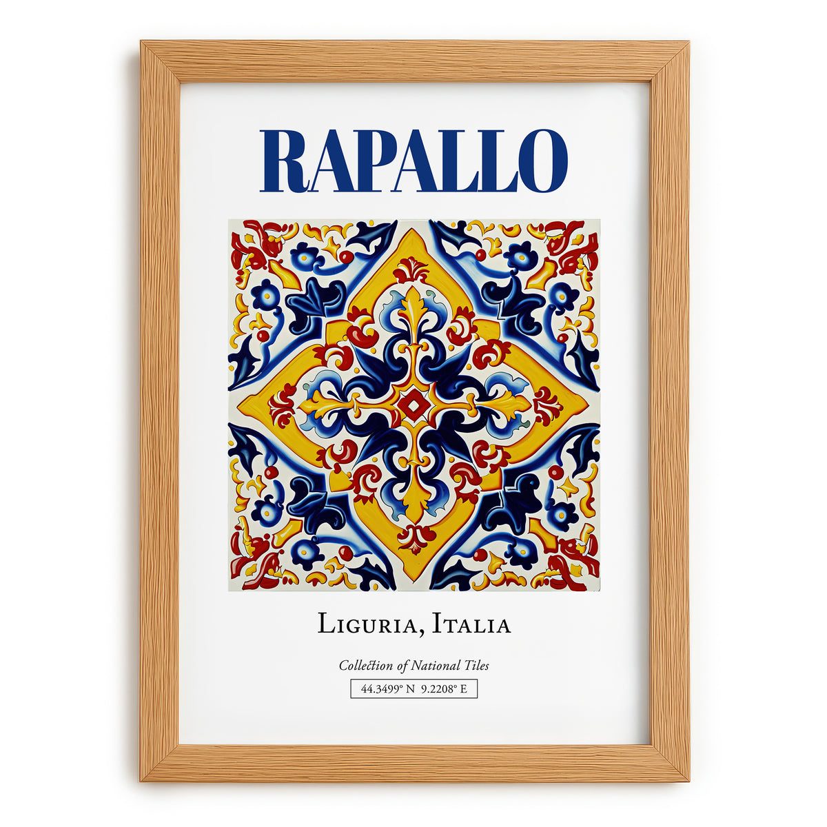 Rapallo, Italy – Travel Poster, set in oak frame