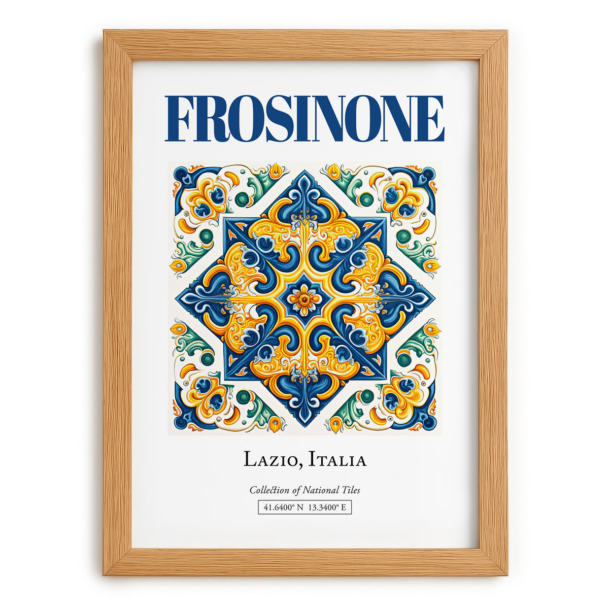 Frosinone, Italy – Travel Print, set in oak frame