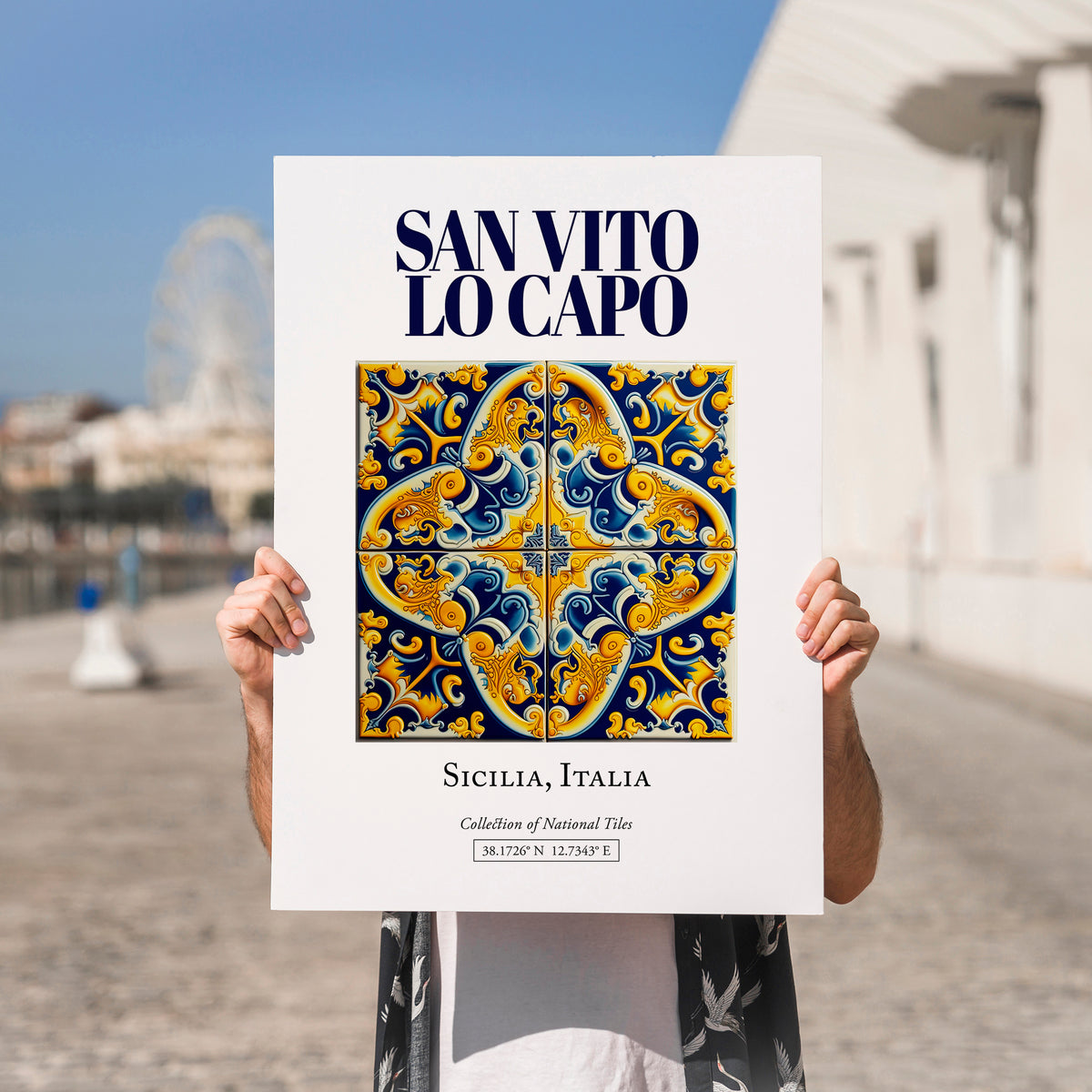 San Vito Lo Capo, Italy – Global Cities Wall Print, no-text version framed in wood