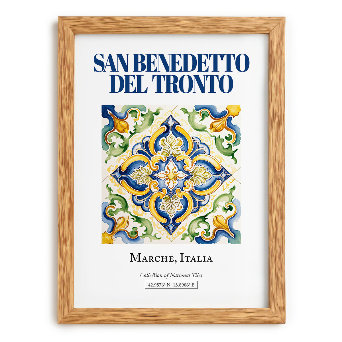 San Benedetto del Tronto, Italy – Architectural Travel Art, set in oak frame