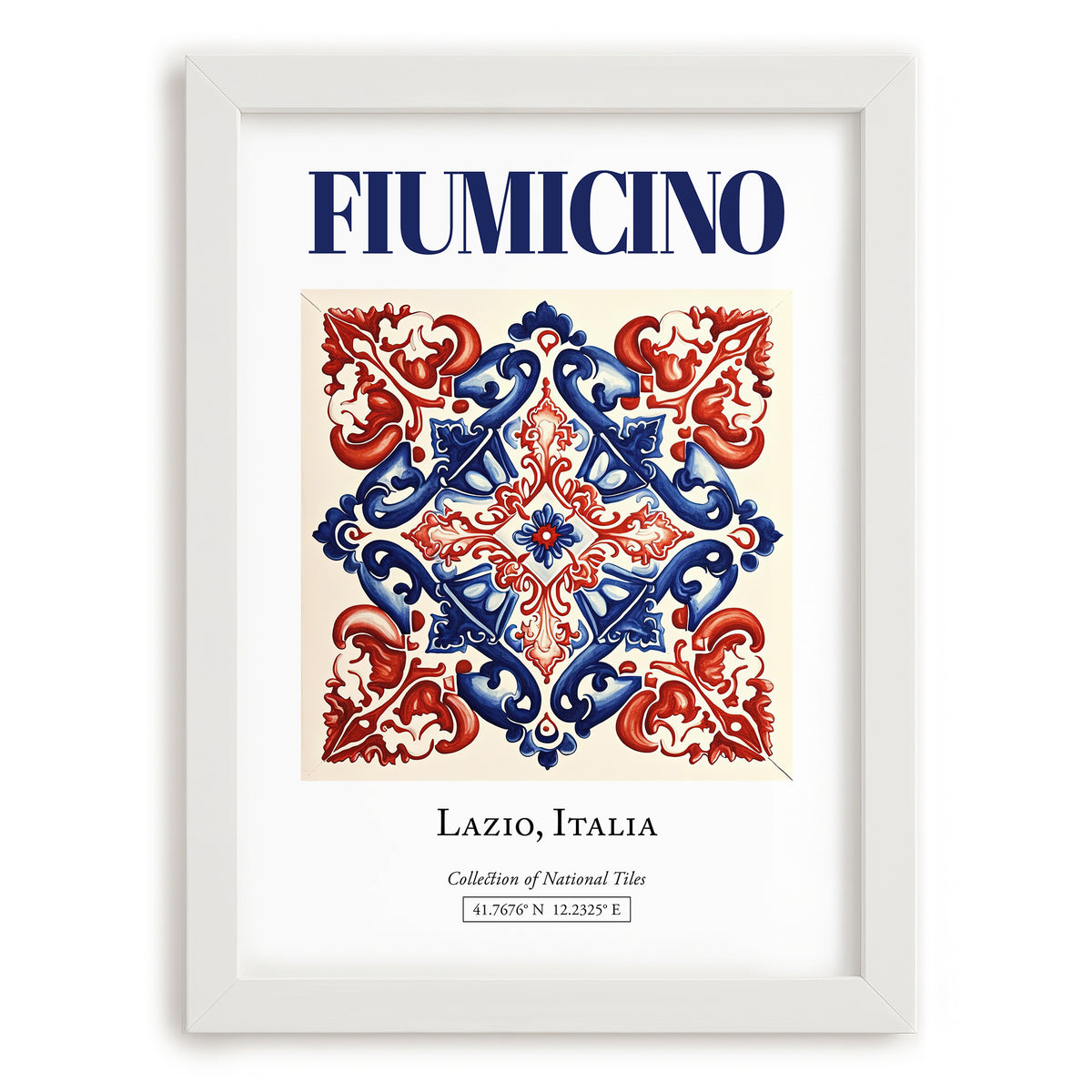 Fiumicino, Italy – Travel Wall Art, placed in minimal white frame