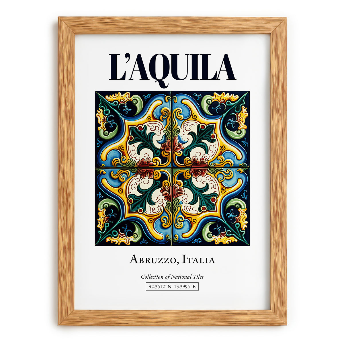 L'Aquila, Italy – Tourist Destination Poster, set in oak frame